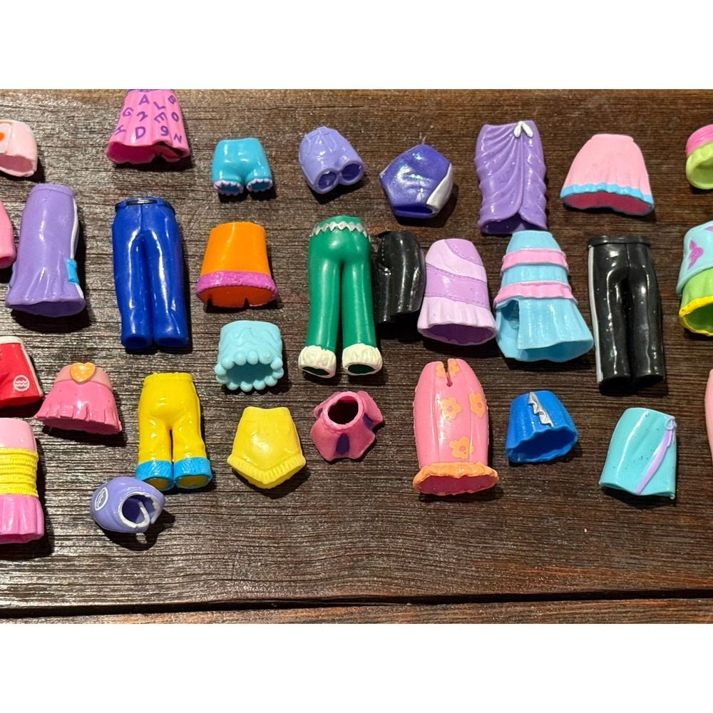 Vintage Polly Pocket Rubber Clothes Lot 39pc Y2K Fashion Doll Accessories Mixed